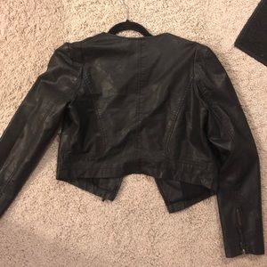 Vegan leather cropped jacket
